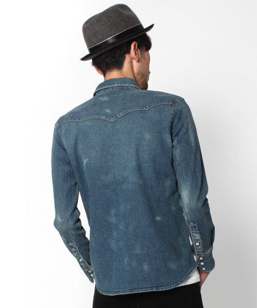 NANO universe（ナノユニバース）の「別注ストレッチデニムシャツ（シャツ/ブラウス・メンズ・グレー/ブルー/インディゴブルー・SMALL/MEDIUM/LARGE）」の5枚目の写真