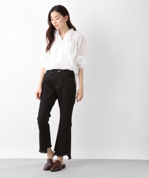 LEPSIM(レプシィム)の「コットンカットドビーシャツLS 778105(シャツ/ブラウス・レディース・ブラック/オフホワイト/イエロー/ストライプ・FREE)」の13枚目の写真