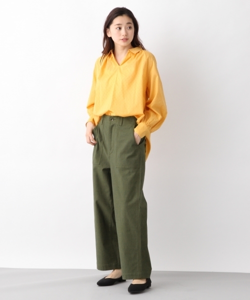 LEPSIM(レプシィム)の「コットンカットドビーシャツLS 778105(シャツ/ブラウス・レディース・ブラック/オフホワイト/イエロー/ストライプ・FREE)」の11枚目の写真