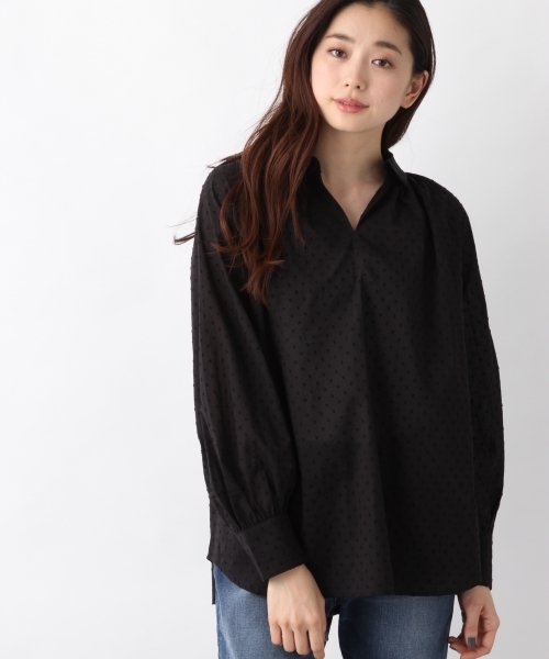 LEPSIM(レプシィム)の「コットンカットドビーシャツLS 778105(シャツ/ブラウス・レディース・ブラック/オフホワイト/イエロー/ストライプ・FREE)」の7枚目の写真
