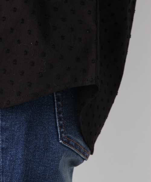 LEPSIM(レプシィム)の「コットンカットドビーシャツLS 778105(シャツ/ブラウス・レディース・ブラック/オフホワイト/イエロー/ストライプ・FREE)」の10枚目の写真