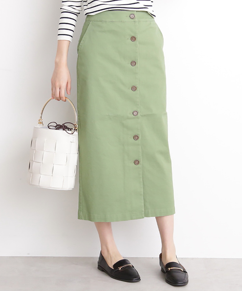 N.（N. Natural Beauty Basic）（エヌエヌナチュラルビューティーベーシック）の「フロントボタンチノタイトマキシスカート（スカート・レディース・ベージュ/カーキ/ネイビー・MEDIUM/SMALL）」の3枚目の写真