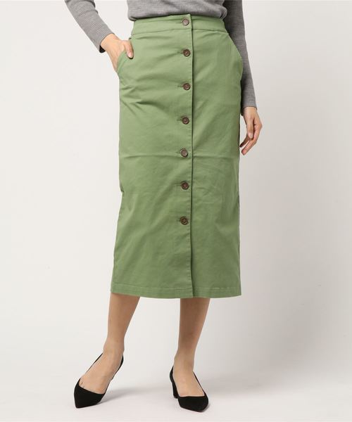 N.（N. Natural Beauty Basic）（エヌエヌナチュラルビューティーベーシック）の「フロントボタンチノタイトマキシスカート（スカート・レディース・ベージュ/カーキ/ネイビー・MEDIUM/SMALL）」の9枚目の写真