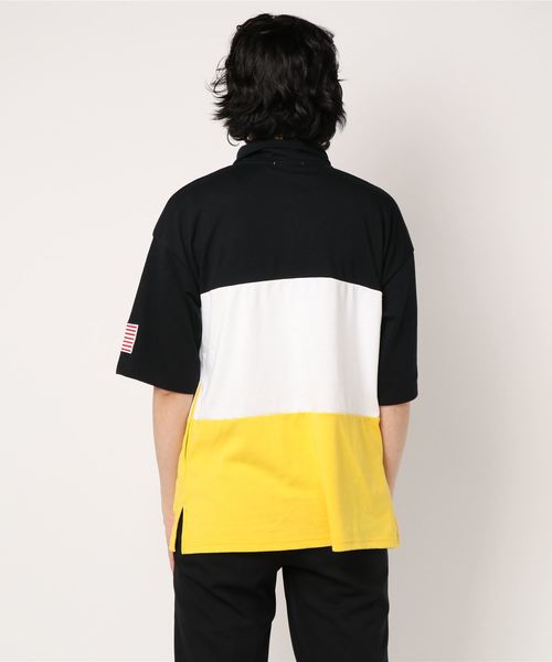 STYLEBLOCK(スタイルブロック)の「星条旗USAロゴプリントビッグシルエットハーフジップアップ半袖Tシャツ(Tシャツ/カットソー・メンズ・グリーン/イエロー/レッド・L/M)」の5枚目の写真