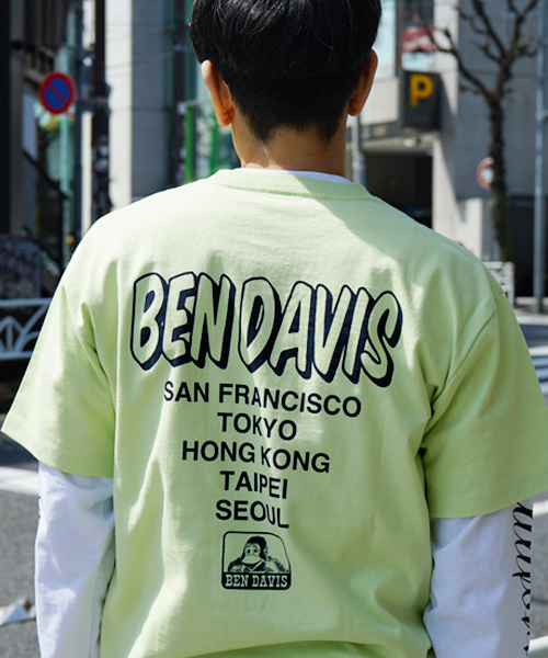 BEN DAVIS ORIGINALS（ベンデイビスオリジナルス）の「《BEN DAVIS》 CITY  PRINT TEE/ベンデイビス シティプリントTシャツ（Tシャツ/カットソー・メンズ・ブラック/ホワイト/ヘザーグレー/マスタード/ライトグリーン/ピンク/パープル/ネイビー/オレンジ/グリーン系その他/ライトイエロー/ライトパープル/チャコールグレー/ベージュ/サックスブルー系・LARGE/MEDIUM/SMALL/X-LARGE）」の7枚目の写真