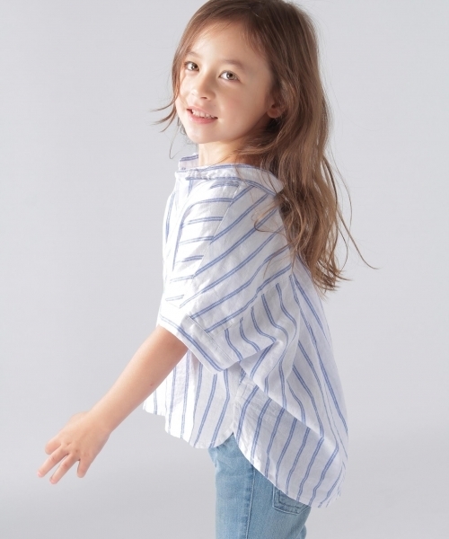 BAYFLOW（ベイフロー）の「BAYFLOW／[KIDS]コットンリネンスキッパーシャツ（シャツ/ブラウス・キッズ・オフホワイト/イエロー/その他2・SMALL/MEDIUM/LARGE/X-LARGE/XX-LARGE）」の7枚目の写真