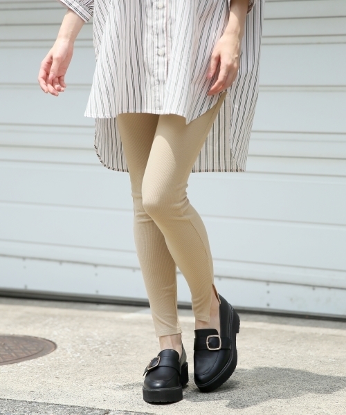 Heather(ヘザー)の「テレコレギンス 804786(レギンス/スパッツ・レディース・チャコールグレー/モカ/ベージュ・FREE)」の3枚目の写真