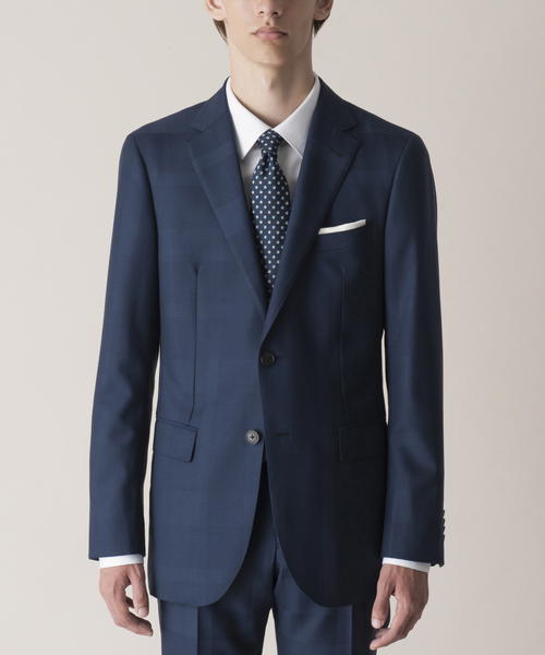 【新品】ブラックレーベルクレストブリッジ　メンズスーツ　ブルー　Mサイズ　38R MIYUKI TOPグレーシャドーグレンチェックスリーピーススーツ（スーツ