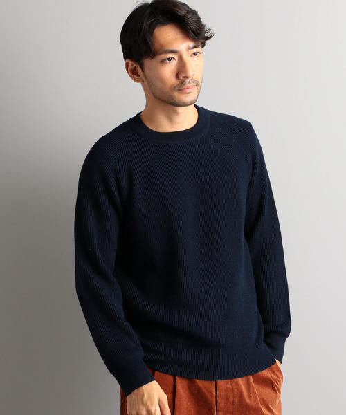 green label relaxing（グリーンレーベルリラクシング）の「CM カタアゼ ラグラン クルーネック ニット ◆（ニット/セーター・メンズ・オフホワイト/ロイヤルブルー/ブラック/オレンジ系その他/グレー/ターコイズブルー/イエロー/ネイビー・M/S/XL/L）」の4枚目の写真