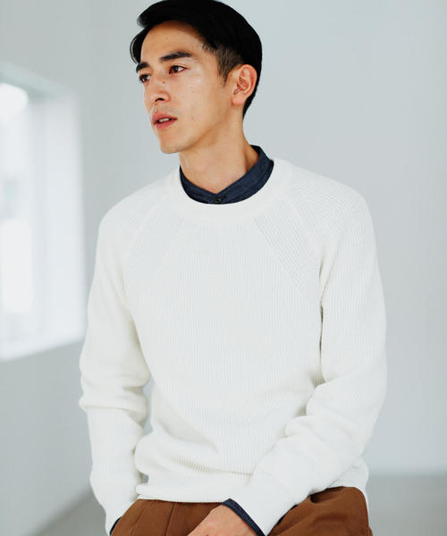 green label relaxing（グリーンレーベルリラクシング）の「CM カタアゼ ラグラン クルーネック ニット（ニット/セーター・メンズ・オレンジ系その他/ターコイズブルー/ロイヤルブルー/オフホワイト/イエロー/ネイビー/ブラック/グレー・M/XL/S/L）」の12枚目の写真