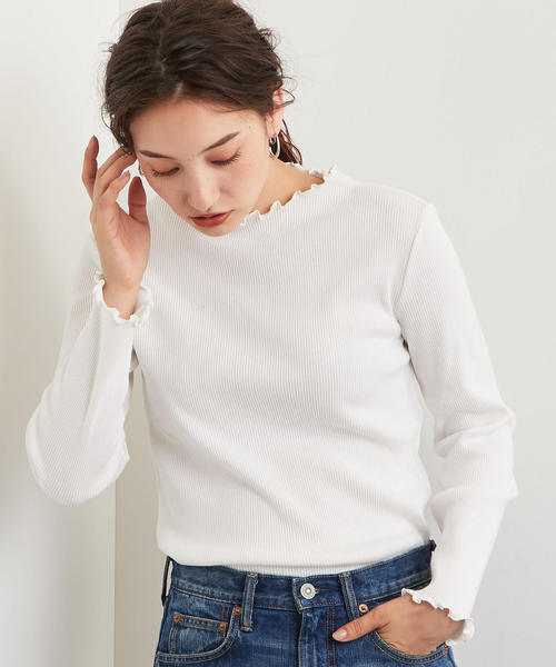 green label relaxing（グリーンレーベルリラクシング）の「KFC ボトルネック メロー テレコ カットソー ◆（Tシャツ/カットソー・レディース・ライトグレー/オフホワイト/その他1・FREE）」の2枚目の写真