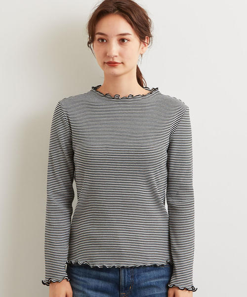 green label relaxing（グリーンレーベルリラクシング）の「KFC ボトルネック メロー テレコ カットソー ◆（Tシャツ/カットソー・レディース・ライトグレー/オフホワイト/その他1・FREE）」の5枚目の写真