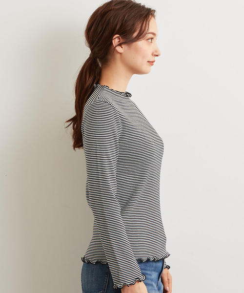 green label relaxing（グリーンレーベルリラクシング）の「KFC ボトルネック メロー テレコ カットソー ◆（Tシャツ/カットソー・レディース・ライトグレー/オフホワイト/その他1・FREE）」の6枚目の写真