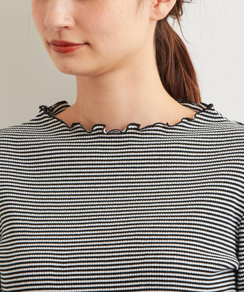 green label relaxing（グリーンレーベルリラクシング）の「KFC ボトルネック メロー テレコ カットソー ◆（Tシャツ/カットソー・レディース・ライトグレー/オフホワイト/その他1・FREE）」の8枚目の写真