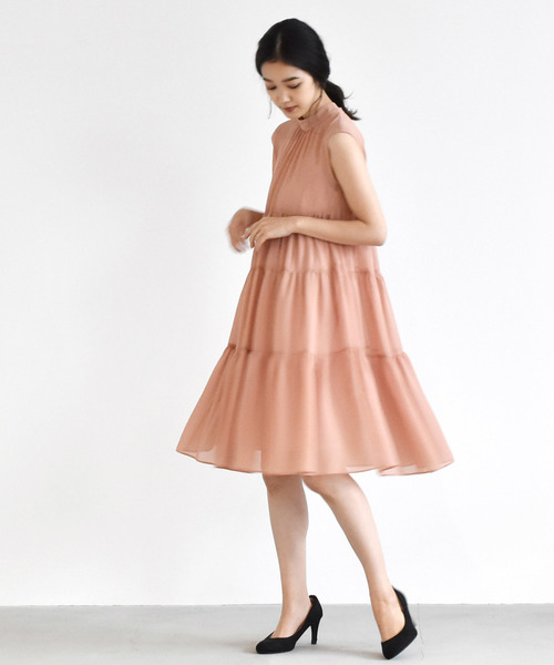 kaene（カエン）の「シフォンティアードワンピース（ドレス・レディース・イエロー/コーラル・38/36/34）」の18枚目の写真
