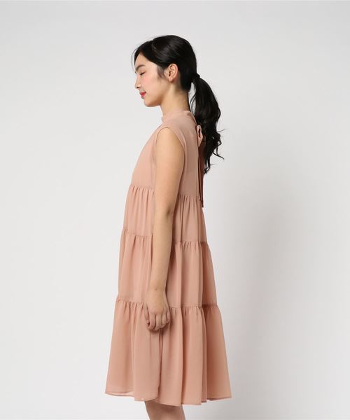 kaene（カエン）の「シフォンティアードワンピース（ドレス・レディース・イエロー/コーラル・38/36/34）」の8枚目の写真