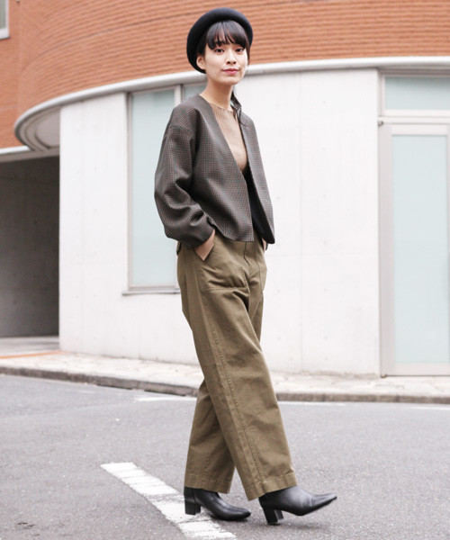 LAKOLE(ラコレ)の「ノーカラーカーディガンジャケット / LAKOLE(ノーカラージャケット・レディース・グリーン/ピンク/チャコール/マスタード・MEDIUM/SMALL)」の9枚目の写真