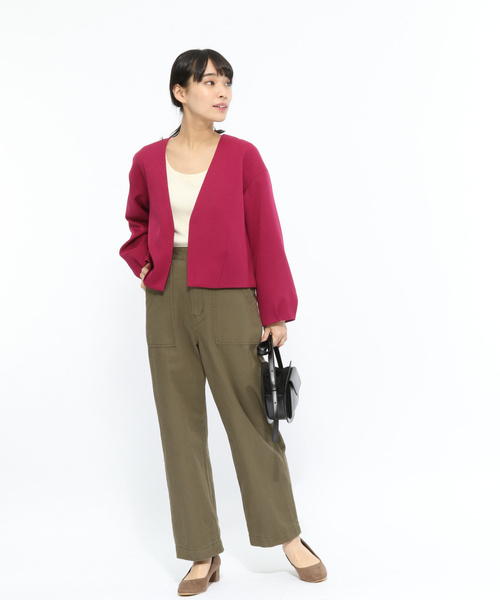 LAKOLE(ラコレ)の「ノーカラーカーディガンジャケット / LAKOLE(ノーカラージャケット・レディース・グリーン/ピンク/チャコール/マスタード・MEDIUM/SMALL)」の12枚目の写真