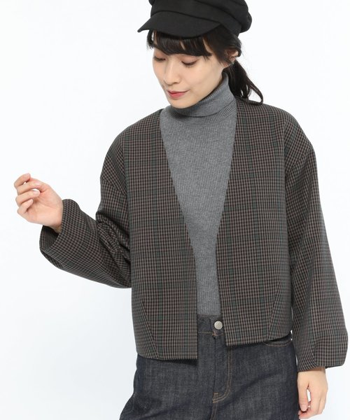 LAKOLE(ラコレ)の「ノーカラーカーディガンジャケット / LAKOLE(ノーカラージャケット・レディース・グリーン/ピンク/チャコール/マスタード・MEDIUM/SMALL)」の16枚目の写真