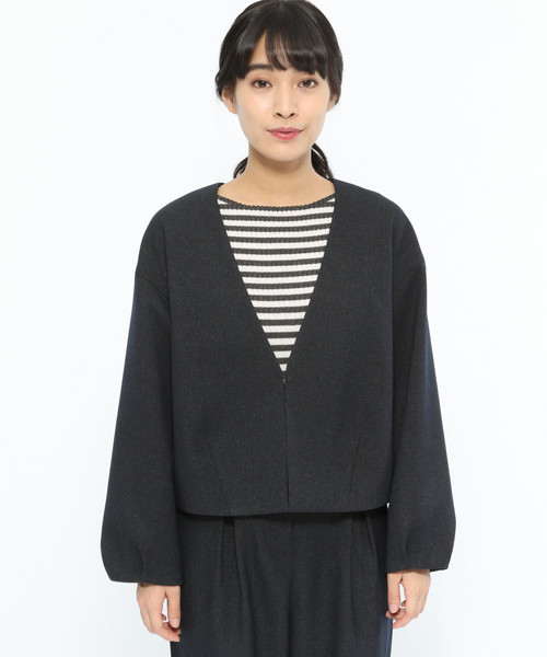 LAKOLE(ラコレ)の「ノーカラーカーディガンジャケット / LAKOLE(ノーカラージャケット・レディース・グリーン/ピンク/チャコール/マスタード・MEDIUM/SMALL)」の17枚目の写真