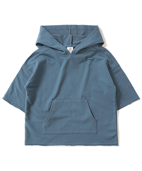 devirock（デビロック）の「切りっぱなしミニ裏毛7分袖パーカー（パーカー・キッズ・カーキ/ブルーグレー/ラベンダー/杢グレー/スミクロ/モカ・130cm/140cm/150cm/160cm/110cm/100cm/120cm）」の16枚目の写真