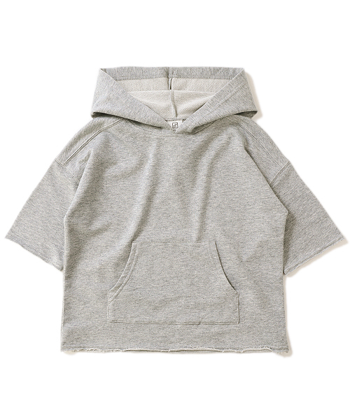 devirock（デビロック）の「切りっぱなしミニ裏毛7分袖パーカー（パーカー・キッズ・カーキ/ブルーグレー/ラベンダー/杢グレー/スミクロ/モカ・130cm/140cm/150cm/160cm/110cm/100cm/120cm）」の17枚目の写真