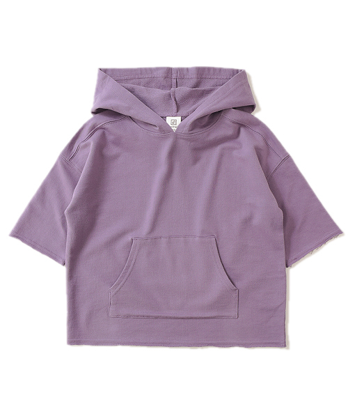 devirock（デビロック）の「切りっぱなしミニ裏毛7分袖パーカー（パーカー・キッズ・カーキ/ブルーグレー/ラベンダー/杢グレー/スミクロ/モカ・130cm/140cm/150cm/160cm/110cm/100cm/120cm）」の20枚目の写真