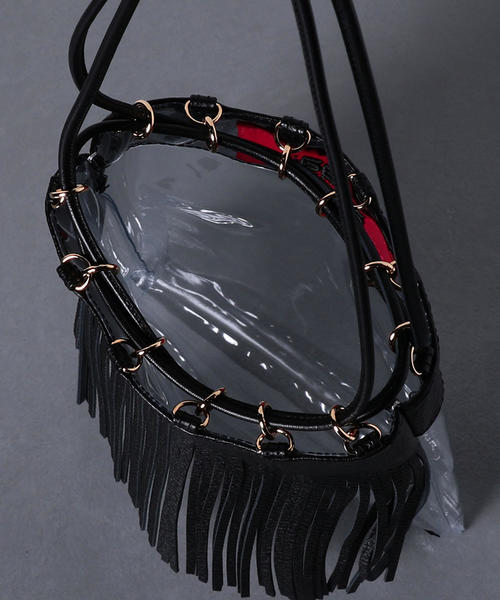 5525gallery×PORTER（ゴーゴーニーゴーギャラリーカケルポーター）の「＜5525gallery×PORTER＞フリンジ PVC バッグ -united LOVE project 2019①（ショルダーバッグ・レディース・ブラック・FREE）」の9枚目の写真