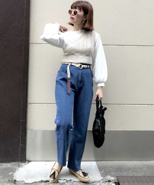 archives（アルシーヴ）の「ワンショルベスト×ワッフルTシャツSET（ベスト・レディース・アイボリー/ブラック/モカ・MEDIUM）」の9枚目の写真