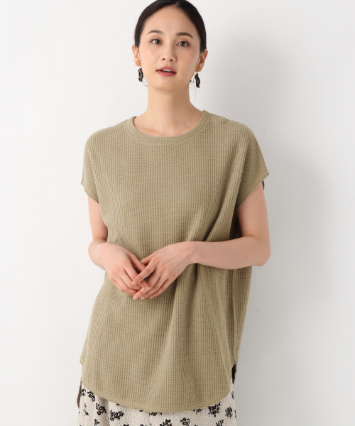 GLOBAL WORK(グローバルワーク)の「ワッフルチュニックプルオーバー【UVケア】/839934(Tシャツ/カットソー・レディース・カーキ/ホワイト/ベージュ/ダークグレー・LARGE/MEDIUM)」の4枚目の写真