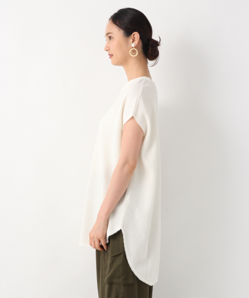 GLOBAL WORK(グローバルワーク)の「ワッフルチュニックプルオーバー【UVケア】/839934(Tシャツ/カットソー・レディース・カーキ/ホワイト/ベージュ/ダークグレー・LARGE/MEDIUM)」の5枚目の写真