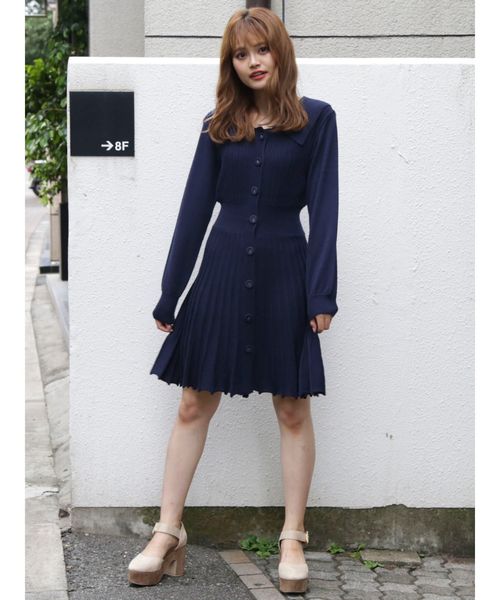 dazzlin(ダズリン)の「BIGカラーコーディガン(カーディガン/ボレロ・レディース・ピンク/ネイビー/ベージュ・FREE)」の9枚目の写真