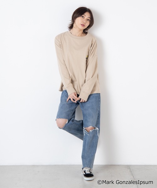 Mark Gonzales(マーク・ゴンザレス)の「∴WEGO/マークゴンザレス別注ビッグシルエットロンT(Tシャツ/カットソー・レディース・ホワイト/ブラック/パープル/ベージュ・FREE)」の16枚目の写真