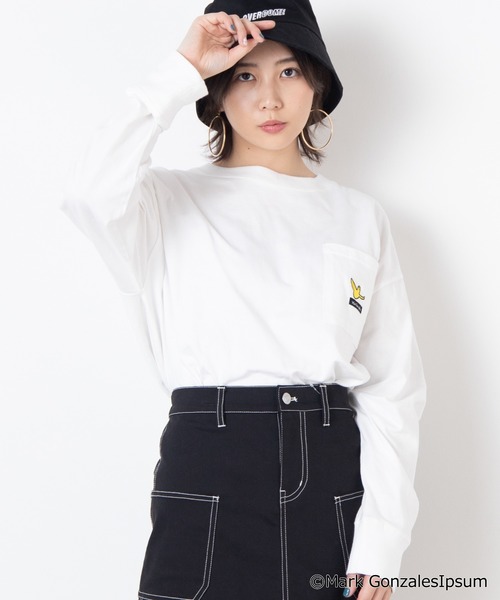 Mark Gonzales(マーク・ゴンザレス)の「∴WEGO/マークゴンザレス別注ビッグシルエットロンT(Tシャツ/カットソー・レディース・ホワイト/ブラック/パープル/ベージュ・FREE)」の6枚目の写真