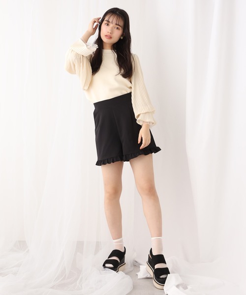 one after another NICE CLAUP（ワンアフターアナザーナイスクラップ）の「袖プリーツニット（ニット/セーター・レディース・ベージュ/グリーン/アイボリー・FREE）」の11枚目の写真