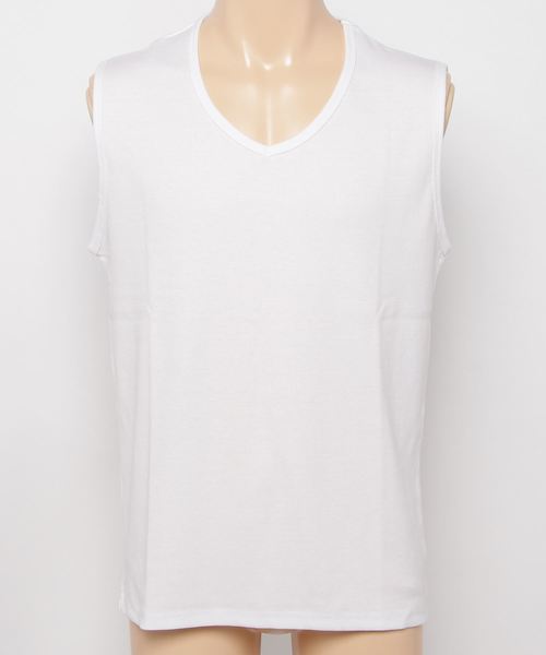 Blue Standard (ブルースタンダード)の「【BLUE STANDARD】リブノースリーブ タンクトップよりも露出が少なく、Tシャツよりも涼しい絶妙な1枚 スポーツシーンにもオススメ(タンクトップ・メンズ・ネイビー/杢グレー/ブラック/ホワイト・MEDIUM/X-LARGE/LARGE)」の2枚目の写真