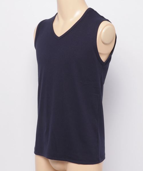 Blue Standard (ブルースタンダード)の「【BLUE STANDARD】リブノースリーブ タンクトップよりも露出が少なく、Tシャツよりも涼しい絶妙な1枚 スポーツシーンにもオススメ(タンクトップ・メンズ・ネイビー/杢グレー/ブラック/ホワイト・MEDIUM/X-LARGE/LARGE)」の5枚目の写真