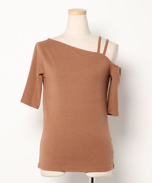 SpRay(スプレイ)の「リブワンショルライクカットソー(Tシャツ/カットソー・レディース・ブラウン/ベージュ/ダークブラウン/ブラック・FREE)」の9枚目の写真