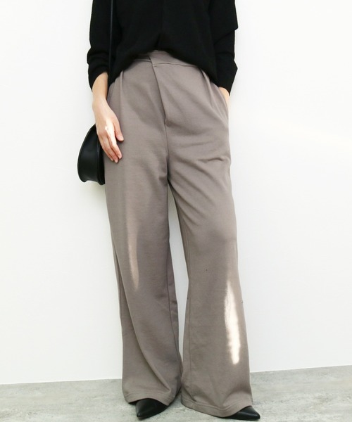 reca(レカ)の「タックスウェットワイド パンツ(その他パンツ・レディース・アッシュグレー/ブラック・M)」の1枚目の写真