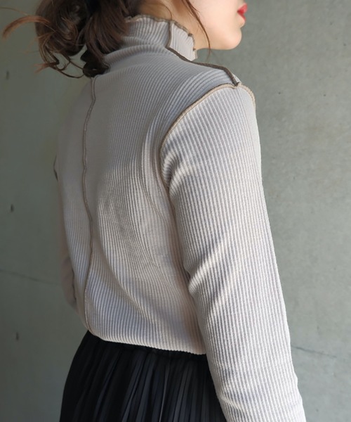 FUN.TRINITY(ファン トリニティー)の「ハイネックメロープルオーバー(Tシャツ/カットソー・レディース・アイボリー/ブラック/ベージュ・M)」の1枚目の写真