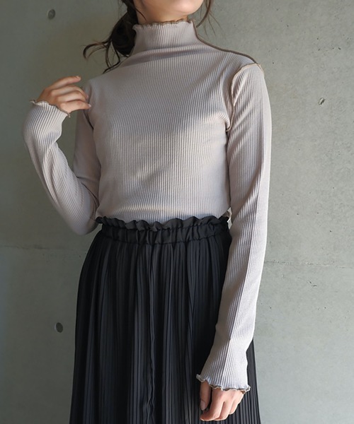 FUN.TRINITY(ファン トリニティー)の「ハイネックメロープルオーバー(Tシャツ/カットソー・レディース・アイボリー/ブラック/ベージュ・M)」の5枚目の写真