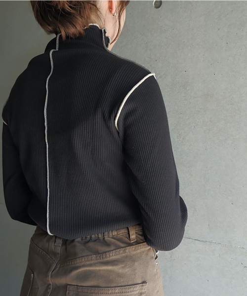 FUN.TRINITY(ファン トリニティー)の「ハイネックメロープルオーバー(Tシャツ/カットソー・レディース・アイボリー/ブラック/ベージュ・M)」の4枚目の写真