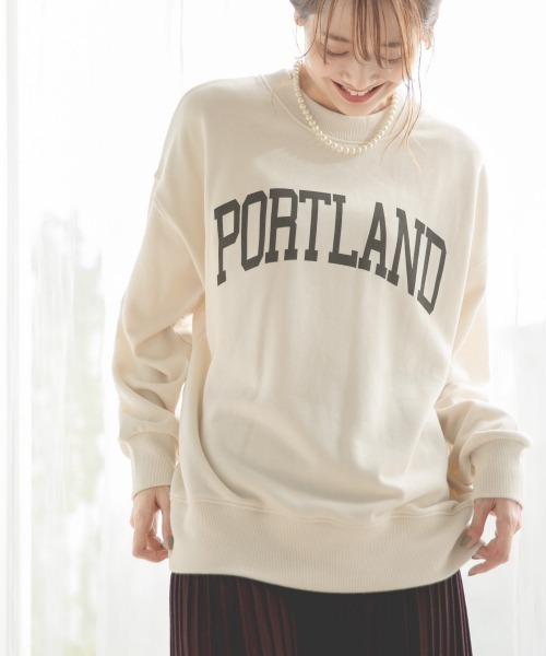 GLOBAL WORK(グローバルワーク)の「カレッジロゴスウェットプルオーバー/898154(スウェット・レディース・ダークブラウン/チャコールグレー/ベージュ・FREE)」の7枚目の写真