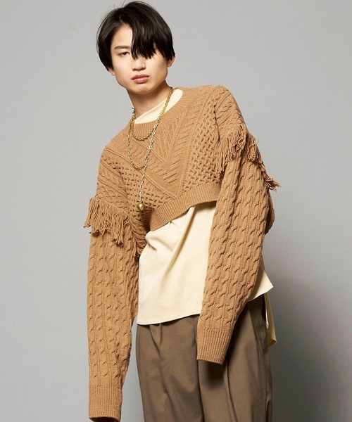 MAISON SPECIAL（メゾンスペシャル）の「ケーブル2WAYフリンジニット 