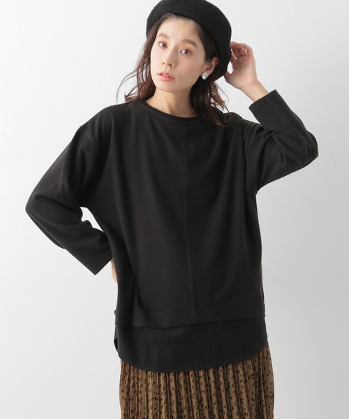 LEPSIM(レプシィム)の「フェイクレイヤードロンT 922221(Tシャツ/カットソー・レディース・ブラック/グレー/グレイッシュベージュ/ライトグレー/ベージュ・FREE)」の1枚目の写真
