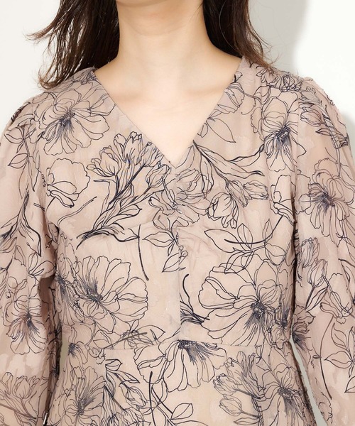 natural couture（ナチュラルクチュール）の「線画ジャガードワンピース（ワンピース・レディース・ミント/アイボリー/ベージュ・FREE）」の4枚目の写真