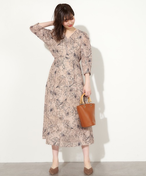 natural couture（ナチュラルクチュール）の「線画ジャガードワンピース（ワンピース・レディース・ミント/アイボリー/ベージュ・FREE）」の5枚目の写真