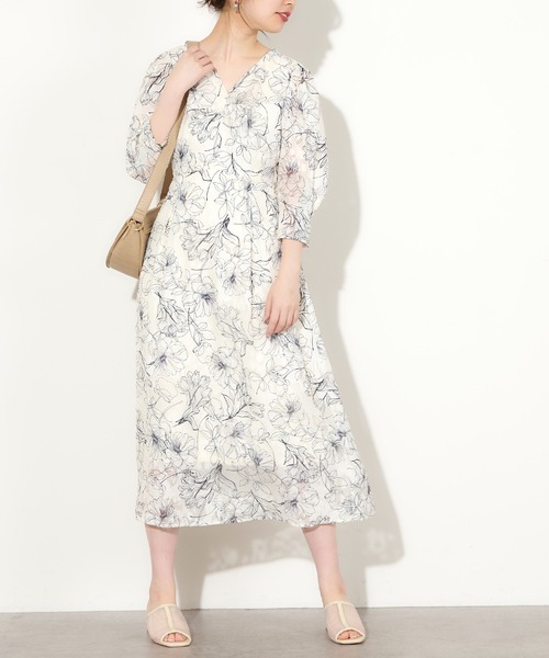 natural couture（ナチュラルクチュール）の「線画ジャガードワンピース（ワンピース・レディース・ミント/アイボリー/ベージュ・FREE）」の13枚目の写真