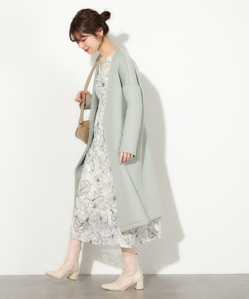 natural couture（ナチュラルクチュール）の「線画ジャガードワンピース（ワンピース・レディース・ミント/アイボリー/ベージュ・FREE）」の7枚目の写真