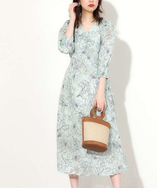 natural couture（ナチュラルクチュール）の「線画ジャガードワンピース（ワンピース・レディース・ミント/アイボリー/ベージュ・FREE）」の14枚目の写真